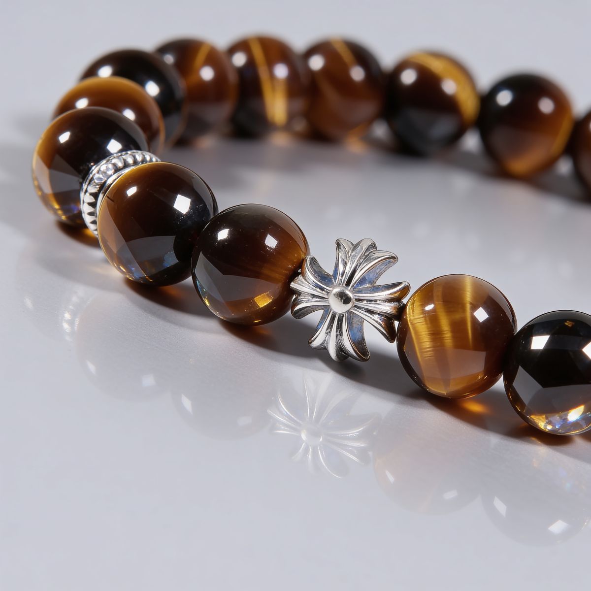 Guardian Tiger’s Eye Cross Bracelet by JWPatronus – natural crystal bracelet for women