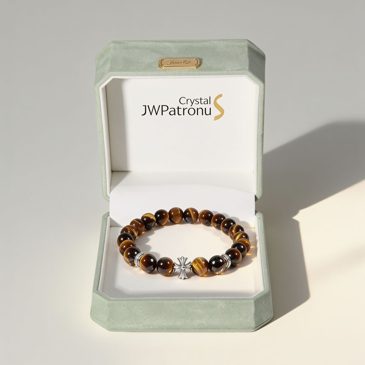 Guardian Tiger’s Eye Cross Bracelet by JWPatronus – natural crystal bracelet for women