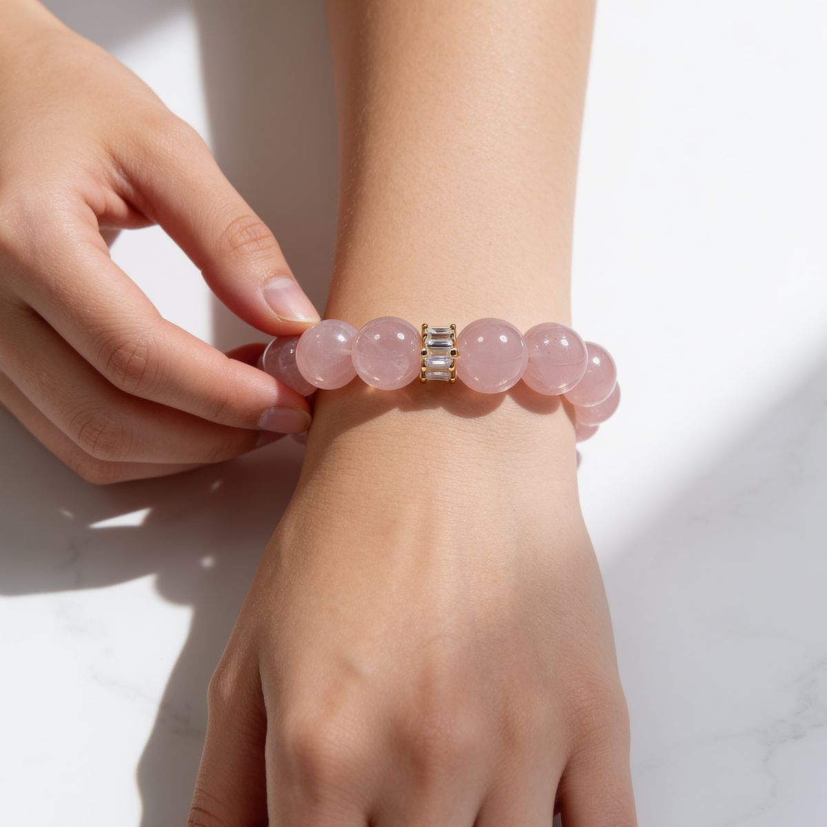 Harmony Rose Quartz Bracelet by JWPatronus – natural crystal bracelet for women