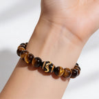 Kailash Tiger’s Eye Dzi Beaded Bracelet by JWPatronus – natural crystal bracelet for women