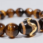 Kailash Tiger’s Eye Dzi Beaded Bracelet by JWPatronus – natural crystal bracelet for women
