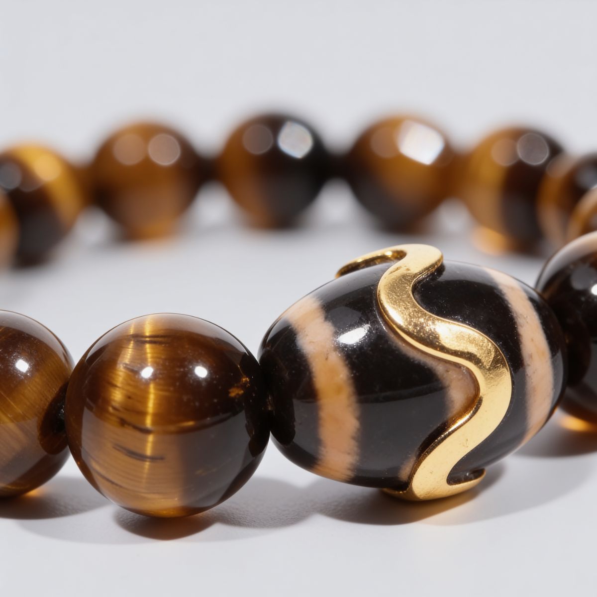 Kailash Tiger’s Eye Dzi Beaded Bracelet by JWPatronus – natural crystal bracelet for women