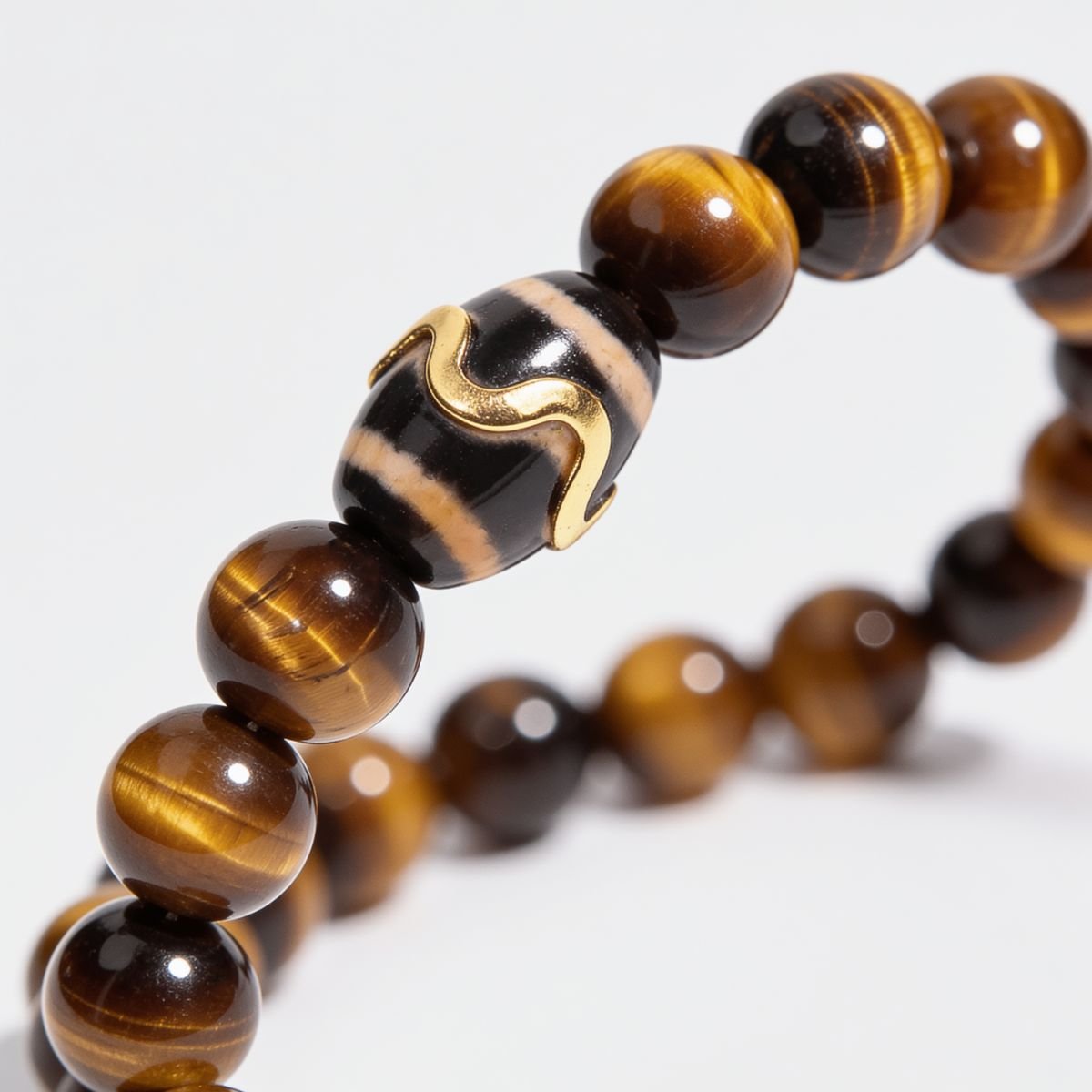 Kailash Tiger’s Eye Dzi Beaded Bracelet by JWPatronus – natural crystal bracelet for women