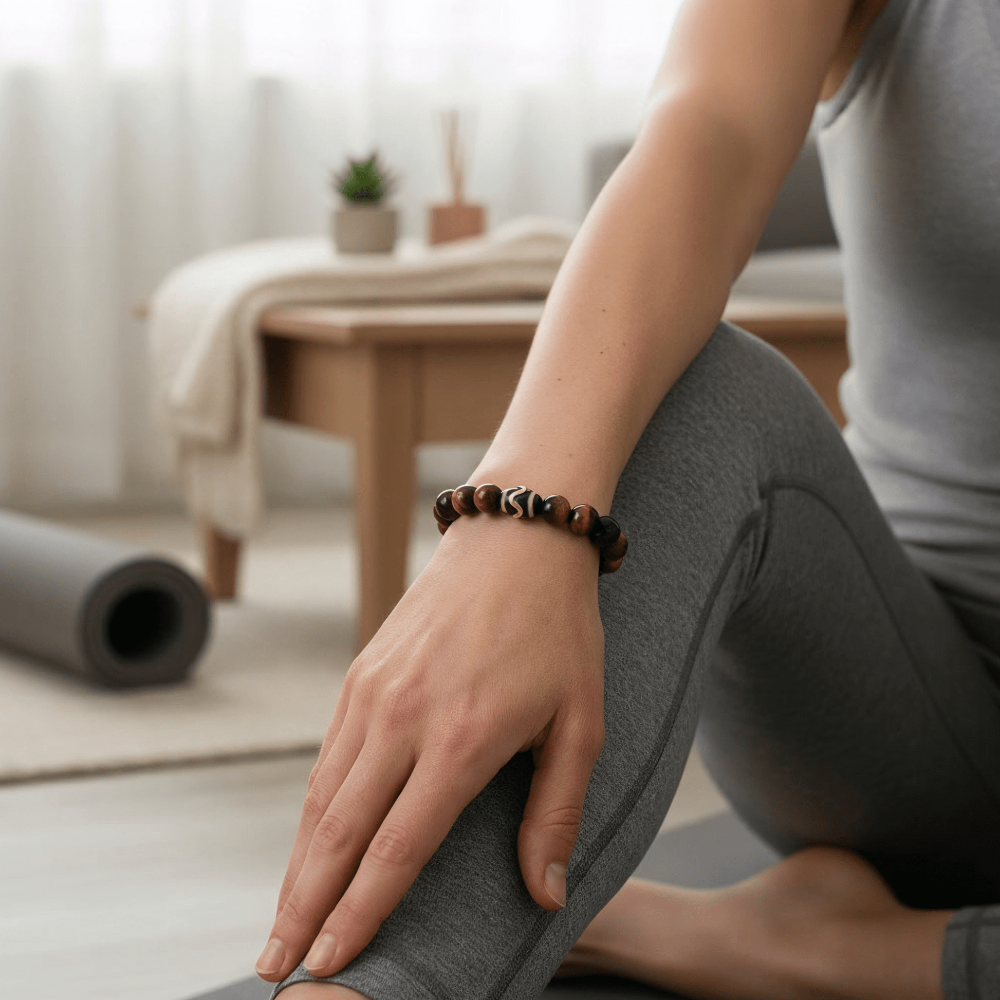 Kailash Tiger’s Eye Dzi Bracelet by JWPatronus – natural crystal bracelet for women