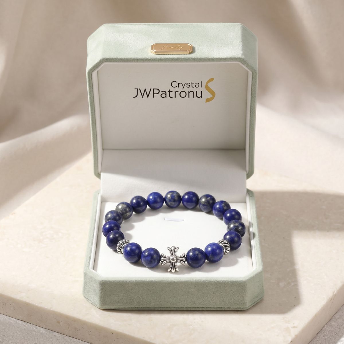 Lucky Clarity Lapis Cross Bracelet by JWPatronus – natural crystal bracelet for women