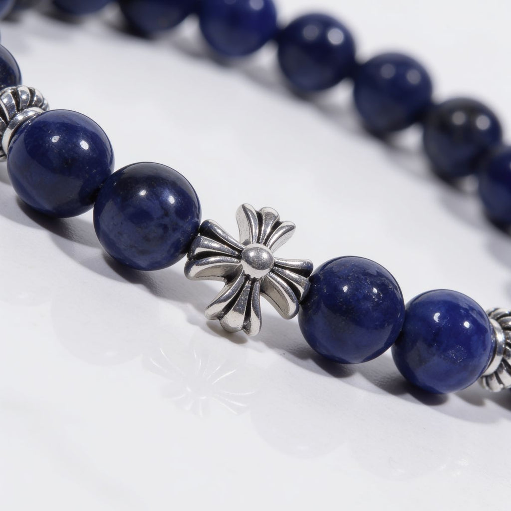 Lucky Clarity Lapis Cross Bracelet by JWPatronus – natural crystal bracelet for women
