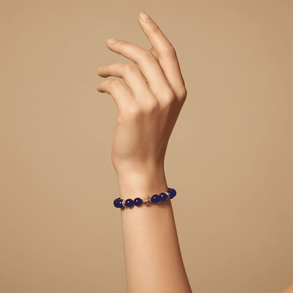 Lucky Clarity Lapis Cross Bracelet by JWPatronus – natural crystal bracelet for women