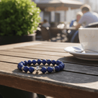 Lucky Clarity Lapis Cross Bracelet by JWPatronus – natural crystal bracelet for women