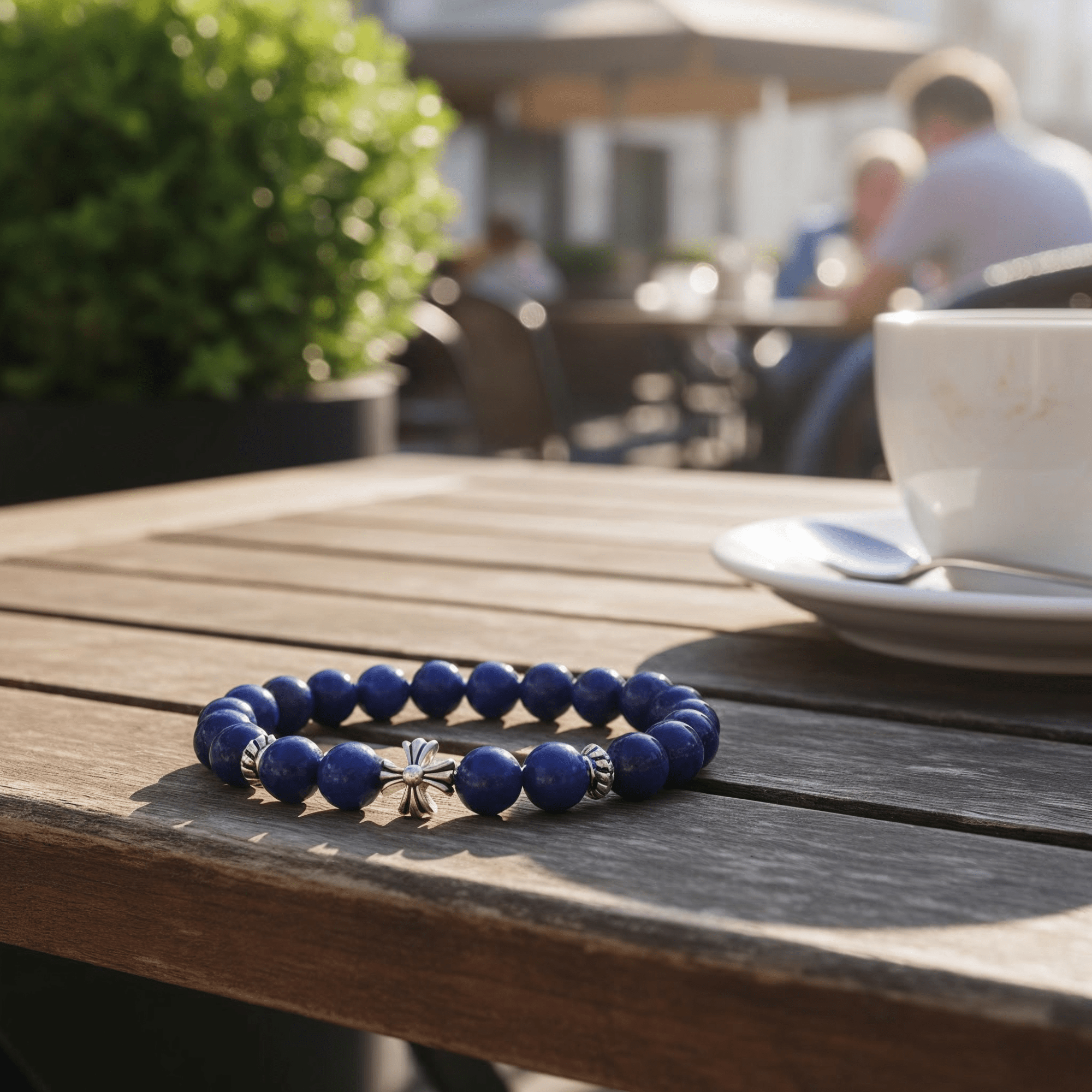 Lucky Clarity Lapis Cross Bracelet by JWPatronus – natural crystal bracelet for women