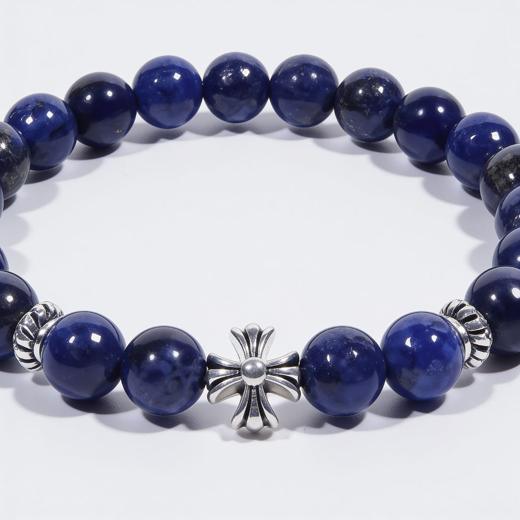 Lucky Clarity Lapis Cross Bracelet by JWPatronus – natural crystal bracelet for women