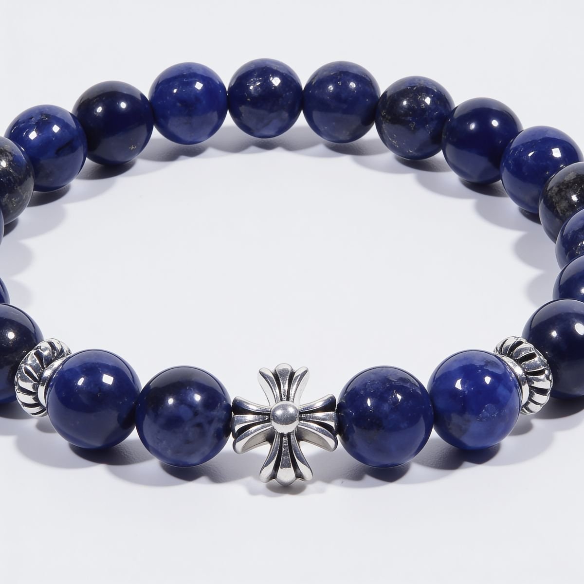 Lucky Clarity Lapis Cross Bracelet by JWPatronus – natural crystal bracelet for women