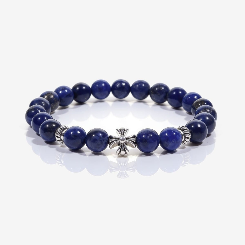 Lucky Clarity Lapis Cross Bracelet by JWPatronus – natural crystal bracelet for women