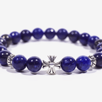 Lucky Clarity Lapis Cross Bracelet by JWPatronus – natural crystal bracelet for women