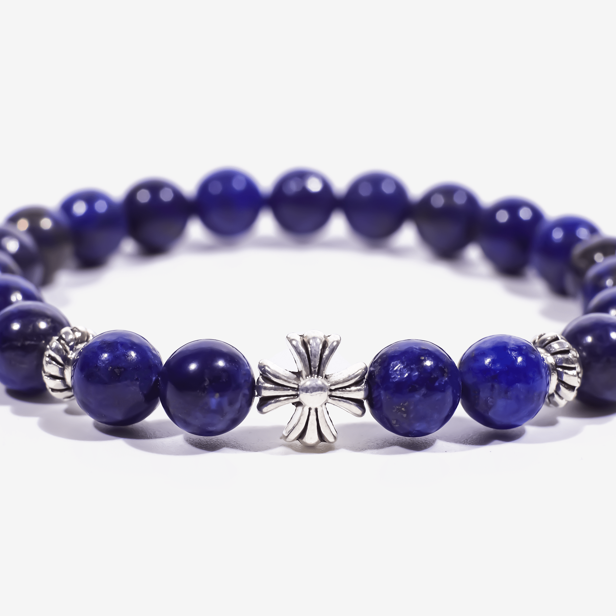 Lucky Clarity Lapis Cross Bracelet by JWPatronus – natural crystal bracelet for women