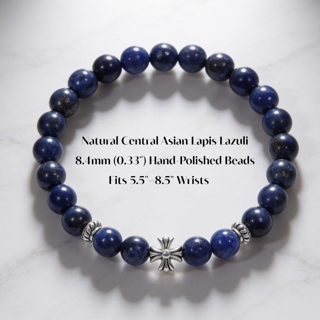 Lucky Clarity Lapis Cross Bracelet by JWPatronus – natural crystal bracelet for women