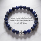 Lucky Clarity Lapis Cross Bracelet by JWPatronus – natural crystal bracelet for women