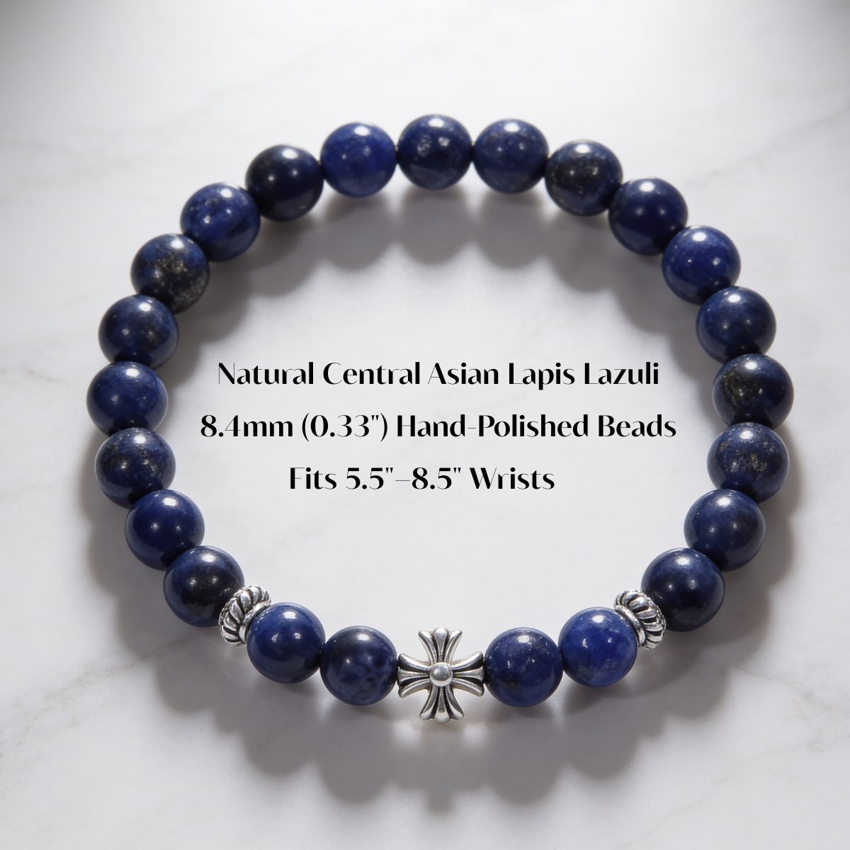 Lucky Clarity Lapis Cross Bracelet by JWPatronus – natural crystal bracelet for women