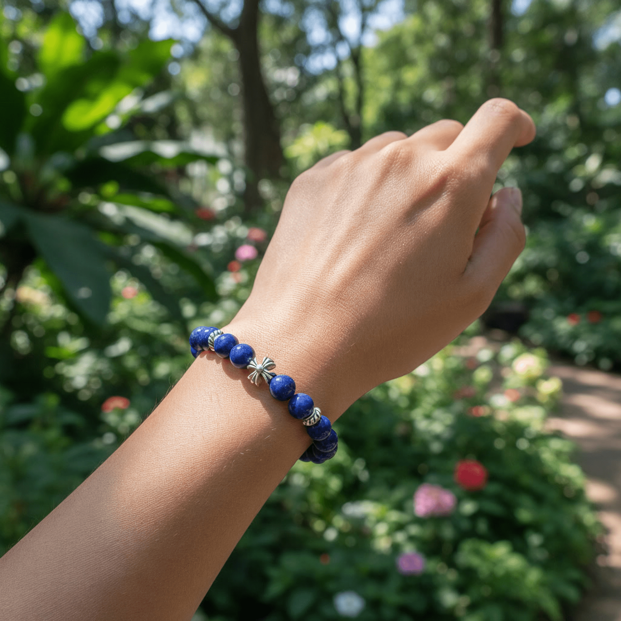 Lucky Clarity Lapis Cross Bracelet by JWPatronus – natural crystal bracelet for women