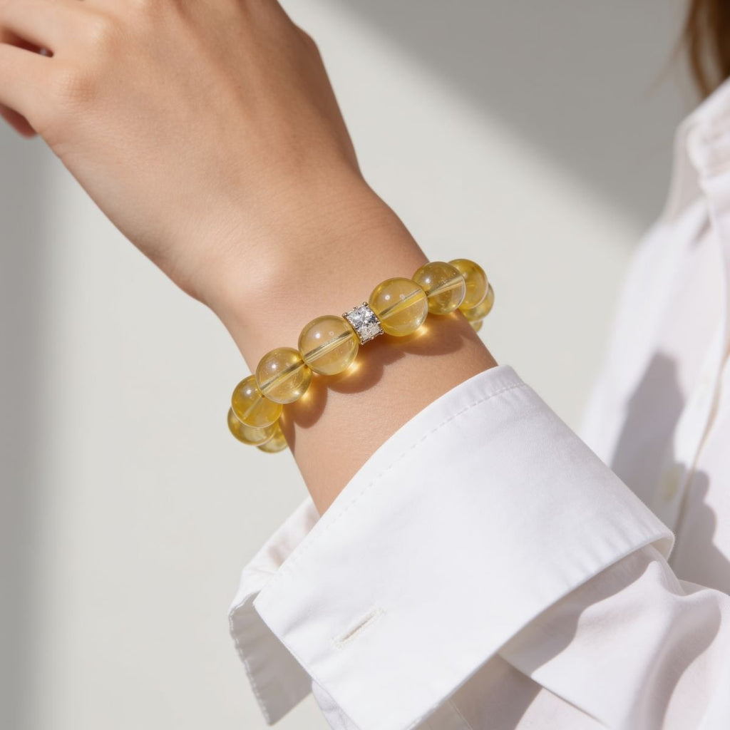 Luminous Lemon Quartz Bracelet by JWPatronus – natural crystal bracelet for women