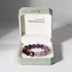 Lunar Grace amethyst and lepidolite bracelet presented in a JWPatronus keepsake gift box
