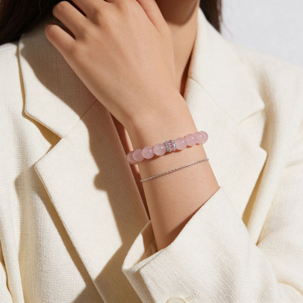 Madagascar Rose Quartz Beaded Bracelet by JWPatronus – natural crystal bracelet for women