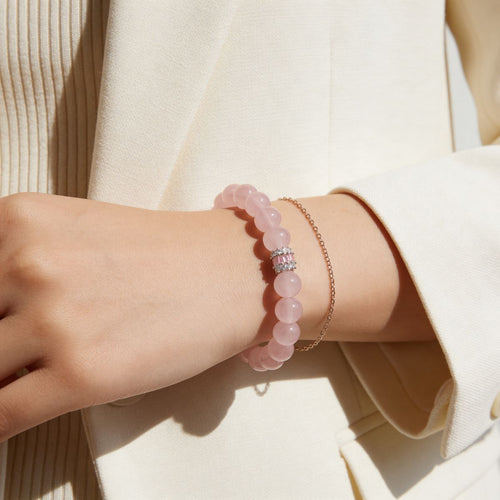 Madagascar Rose Quartz Beaded Bracelet by JWPatronus – natural crystal bracelet for women