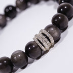Midnight Shield Silver Sheen Obsidian Beaded Bracelet by JWPatronus – natural crystal bracelet for women