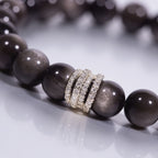Midnight Shield Silver Sheen Obsidian Beaded Bracelet by JWPatronus – natural crystal bracelet for women