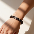 Midnight Shield Silver Sheen Obsidian Beaded Bracelet by JWPatronus – natural crystal bracelet for women