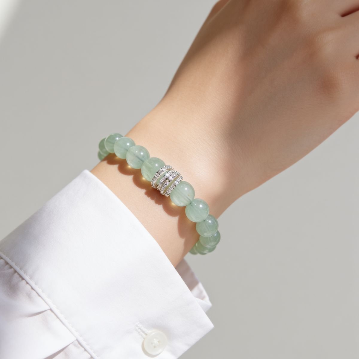 Mint Clarity Green Fluorite Beaded Bracelet by JWPatronus – natural crystal bracelet for women