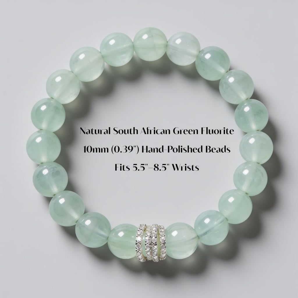 Mint Clarity Green Fluorite Beaded Bracelet by JWPatronus – natural crystal bracelet for women