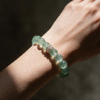 Natural Green Fluorite bracelet worn on the wrist with a refined everyday look
