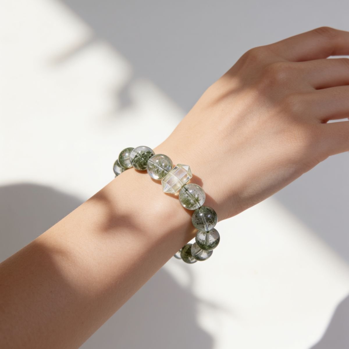 Mystic Forest Green Phantom Quartz Bracelet by JWPatronus – natural crystal bracelet for women
