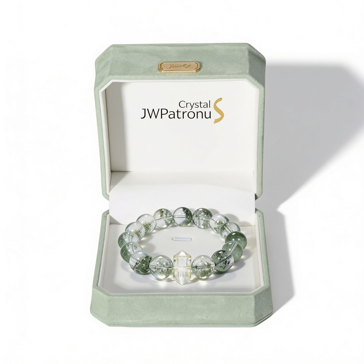Mystic Forest Green Phantom Quartz Bracelet by JWPatronus – natural crystal bracelet for women