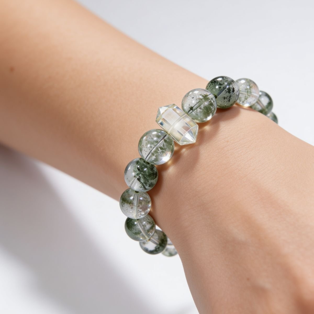 Mystic Forest Green Phantom Quartz Bracelet by JWPatronus – natural crystal bracelet for women