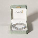 Mystic Moonstone Bracelet presented in an open JWPatronus keepsake jewelry box
