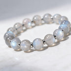 Natural 8mm moonstone bracelet with a clean continuous bead design on a white background