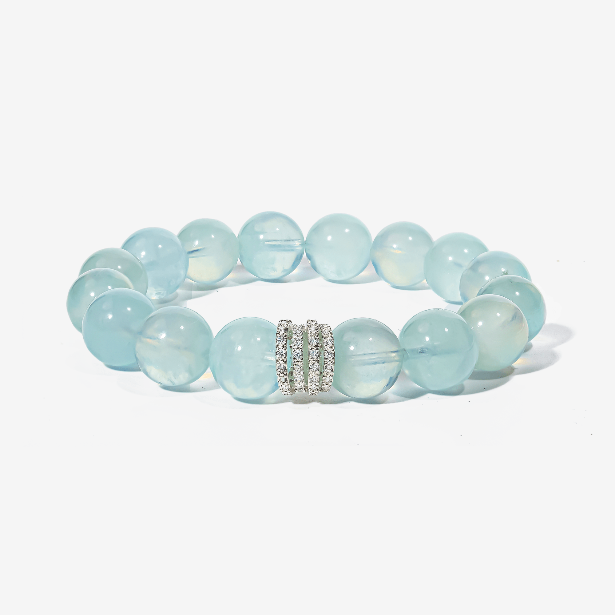 Ocean Calm Aquamarine Bracelet - Natural March Birthstone & Anxiety Relief Crystal - 12mm Beads