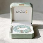 Ocean Calm aquamarine bracelet presented in a JWPatronus keepsake jewelry box