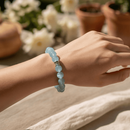 Ocean’s Grace Aquamarine Bracelet by JWPatronus – natural crystal bracelet for women