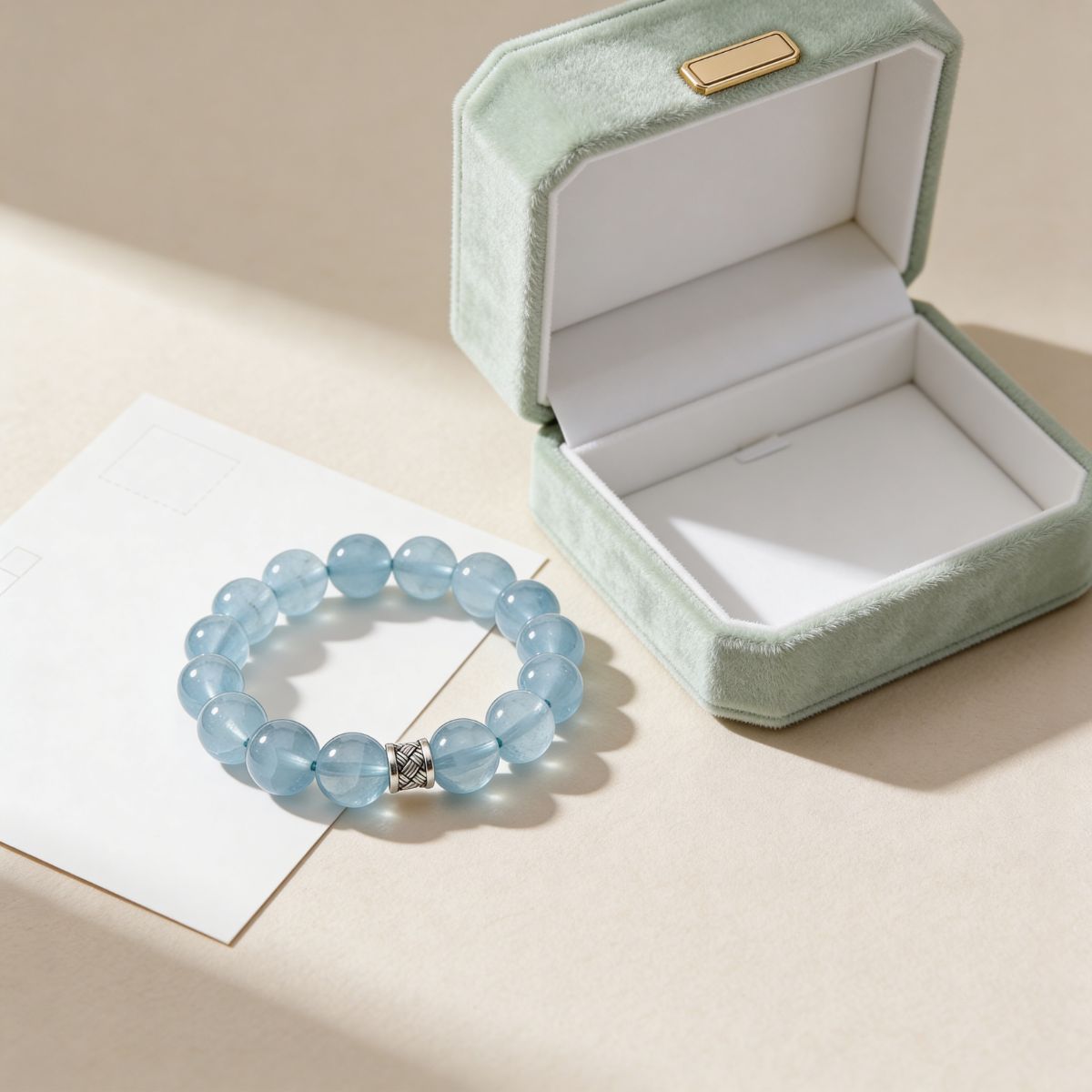 Ocean’s Grace Aquamarine Bracelet by JWPatronus – natural crystal bracelet for women