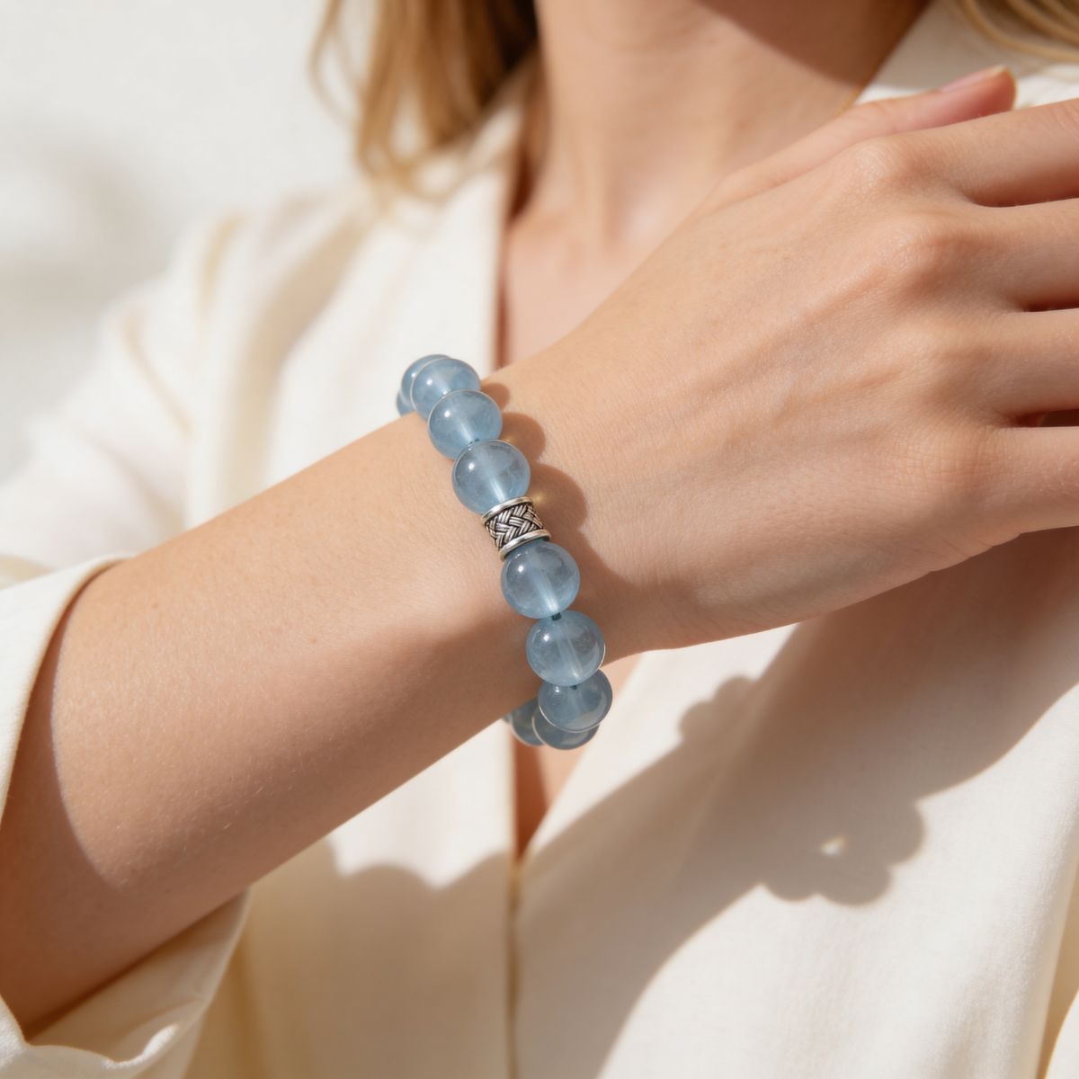 Ocean’s Grace Aquamarine Bracelet by JWPatronus – natural crystal bracelet for women