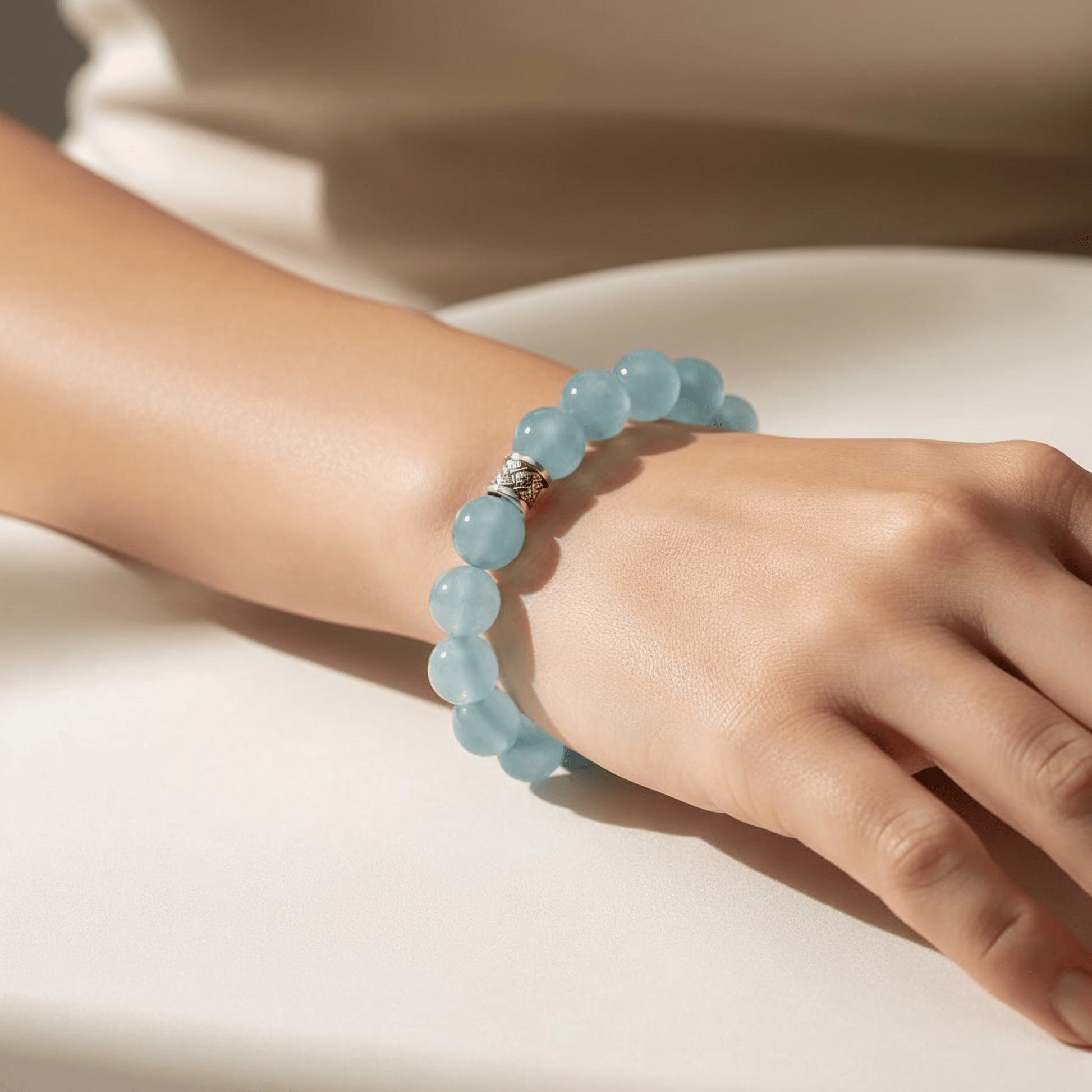 Ocean’s Grace Aquamarine Bracelet by JWPatronus – natural crystal bracelet for women