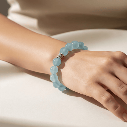 Ocean’s Grace Aquamarine Bracelet by JWPatronus – natural crystal bracelet for women