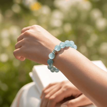 Ocean’s Grace Aquamarine Bracelet by JWPatronus – natural crystal bracelet for women