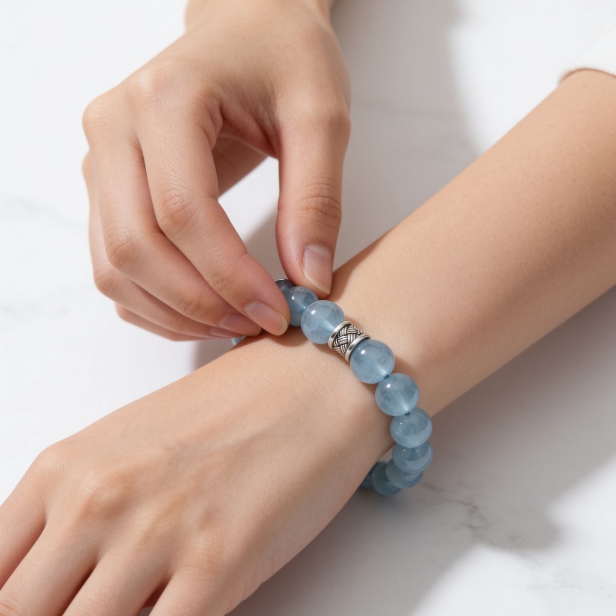 Ocean’s Grace Aquamarine Bracelet by JWPatronus – natural crystal bracelet for women