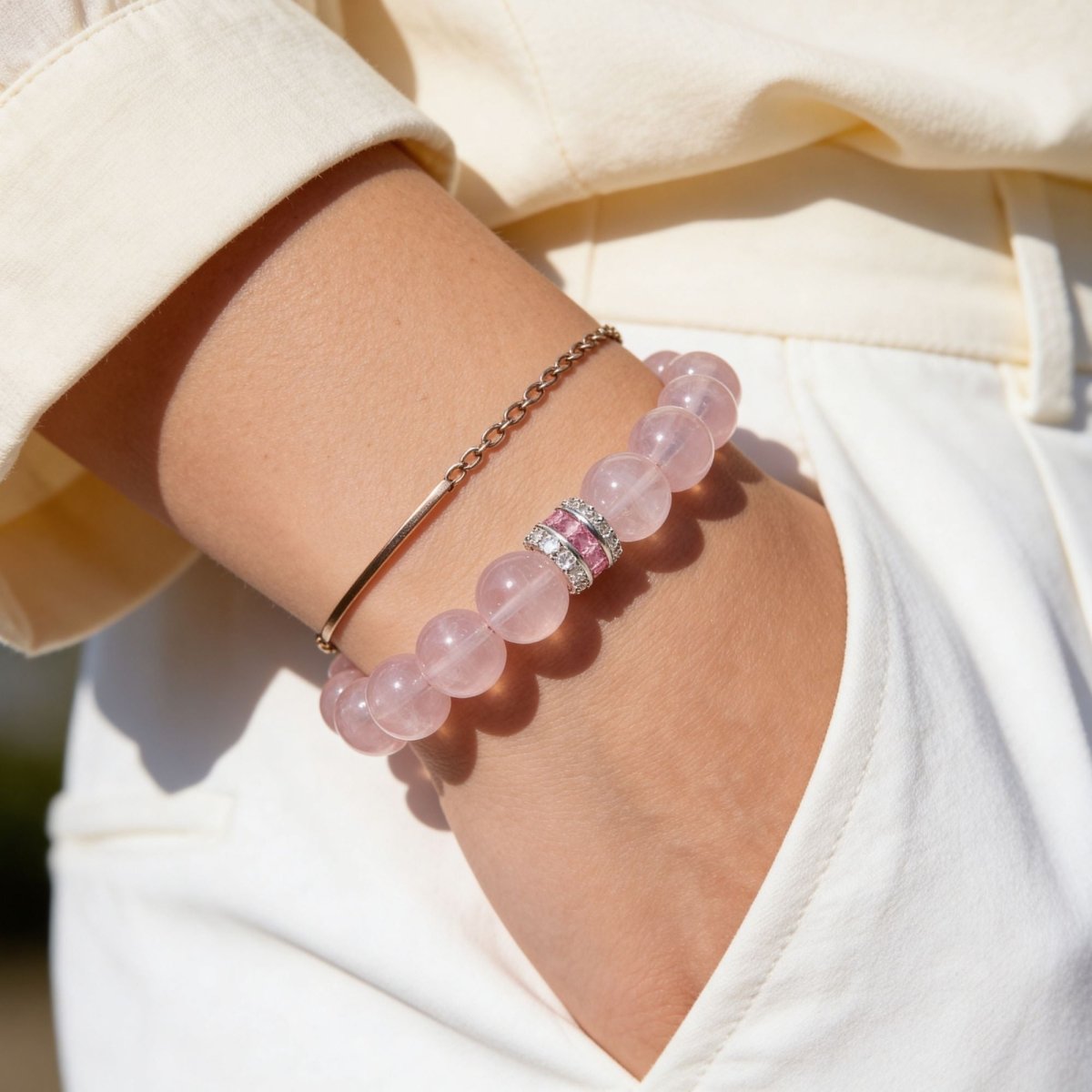 Pure Heart Rose Quartz Bracelet by JWPatronus – natural crystal bracelet for women