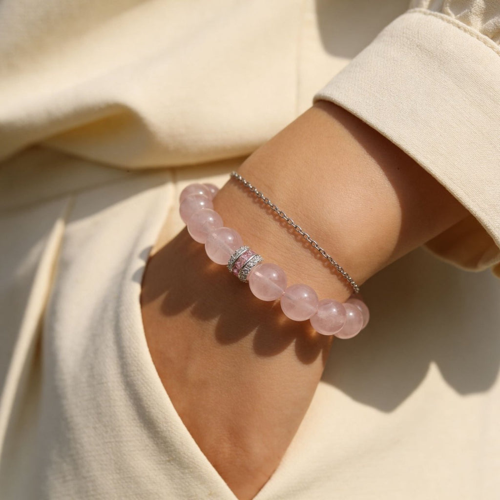 Pure Heart Rose Quartz Bracelet by JWPatronus – natural crystal bracelet for women
