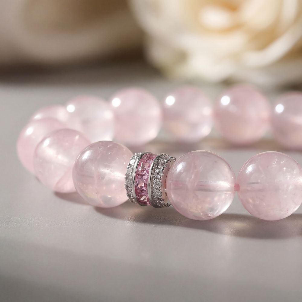 Pure Heart Rose Quartz Bracelet by JWPatronus – natural crystal bracelet for women