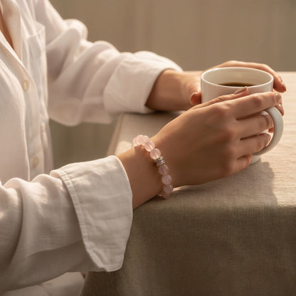 Pure Heart Rose Quartz Bracelet by JWPatronus – natural crystal bracelet for women